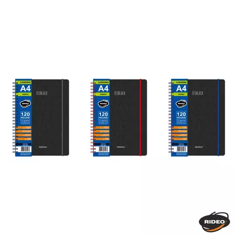 Cuaderno A4 EcoBlack 120 Hojas Rayadas - RIDEO