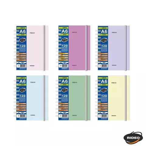 Libreta A6 Colores Pastel FRESH 120 Hojas rayadas- RIDEO