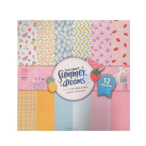 Papel Ibi Craft p/ scrap 30x30 x24 hojas - Summer Dreams