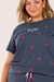 Pijama Feminino Manga Curta e Calça Comprida Coração Blue Jeans Plus Size Cor com Amor 17957 - comprar online