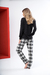 Pijama Feminino Manga Longa Tricot Light e Calça Flanela Xadrez Gianella Mixte 17736 na internet