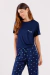 Pijama Feminino Manga Curta e Calça Comprida Lazy Weekend Visco Cor com Amor 18544