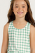 Pijama Infantil Menina Curto Regata Xadrez Vichy Verde Visco Comfort Cor com Amor 30854 - DH pijamas