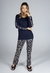 Pijama Feminino Longo Visco Premium Rogeant Onça Marinho Inspirate 18159 na internet