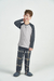Pijama Infantil Menino Manga Longa Raglan Calça Xadrez Cor com Amor 30672