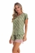 Pijama Feminino Manga Curta Microfibra Isabel Xadrez Verde Daniela Tombini 17507 - comprar online