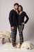 Pijama Masculino Longo Visco Premium Xadrez Preto e Branco Inspirate 21162 - loja online