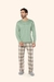 Pijama Masculino Manga Longa Algodão Xadrez Sonhe Verde Lua Encantada 21210