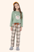 Pijama Menina Manga Longa Algodão Xadrez Sonhe Verde Lua Encantada 30755 / 30756