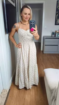 Imagem do Vestido Midi Bordado com Alças Finas