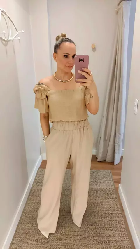 Calça Reta Cós Elastico Duplo - comprar online