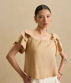 Blusa Linho Babados Manga - comprar online