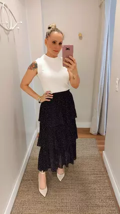 Saia Plissada Camadas - Seja Flor Moda Feminina
