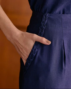 Calça Marinho Detalhe Trançado - Seja Flor Moda Feminina