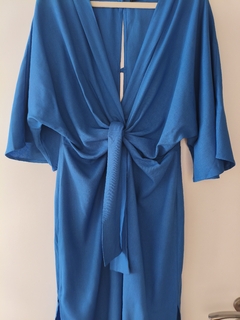 Vestido kimono midi linho misto