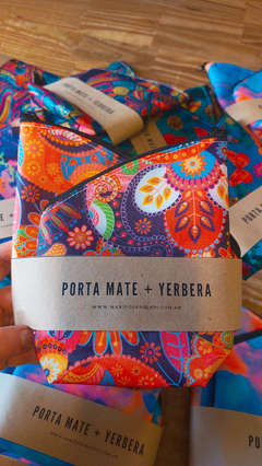 Combo matero: bolso + porta mate + yerbera (mandala) - Mariposa Bolsos