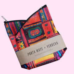 Set porta mate + yerbera (simil aguayo parches) - comprar online