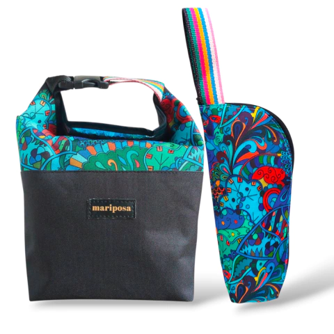 Combo térmico lunchera+portabotella (aqua) - comprar online