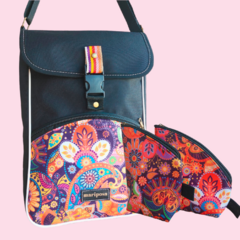 Combo matero: bolso + porta mate + yerbera (mandala)