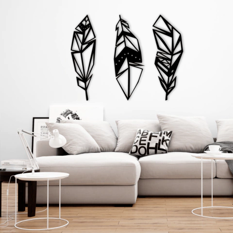 WALL ART MADERA - FEATHER XL