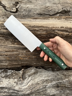 Nakiri Inox y Micarta verde veteada en internet