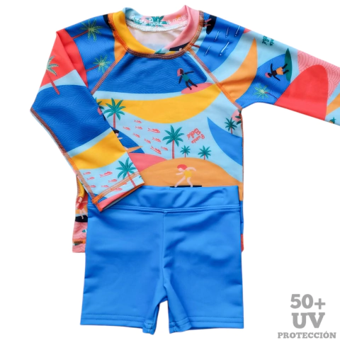 CONJUNTO HAWAI Y AZUL CON PROTECCION UV+50 - comprar online