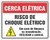 Placa cerca elétrica risco de choque elétrico