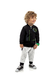 Conjunto Jaqueta Preta Verde Neon e Calça Jogger em Moletom Jet Mescla Kamylus