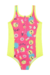 Maiô com Zíper Funny Amarelo e Rosa Neon Dry Fit UV50+ Kamylus