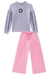 Conjunto Dots de Blusão em Malha Winter com Calça Wide Leg Rosa em Moletom com Pelúcia Infanti