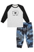 Conjunto Mini Influencer de Camiseta em Meia Malha Mescla e Calça em Moletom com Pelúcia Militar Azul Luc.Boo