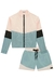 Conjunto Glow de Jaqueta Corta Vento e Shorts em Nylon Pearl Rosa e Azul Lilimoon - comprar online