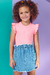 Blusa em Canelado com Babado e Strass Maui Rosa Neon Infanti - comprar online
