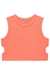 Blusa Cropped em Malha Wave Recorte Lateral Laranja Lilimoon