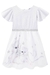 Vestido em Malha Metalizada e Super Soft Gatos Branco Festas Kukiê