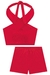 Imagem do Conjunto de Top Cropped Cruzado nas Costas e Shorts em Viscose Slub Vermelho Vic.Vicky