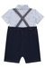 Conjunto de Body Camisa em Tecido Zagora Azul e Jardineira em Cotton Jeans Luc.Boo - comprar online