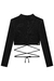 Blusa Cropped em Canelado Maui com Amarração Preta Vic.Vicky