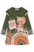 Vestido em Malha Fresh Alecrim Raposa Verde e Marrom Kukiê