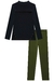 Conjunto de Blusa Alongada Preta em Molevisco e Calça Legging em Termoskin Peluciado Verde Vic.Vicky - comprar online