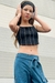 Top Cropped em Soft Line Preto Brilho Strass Vic.Vicky Hype - comprar online