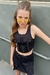 Top Cropped em Sarja Girassol com Elastano Bolso e Zíper Preto Vic.Vicky Hype na internet