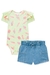 Conjunto de Body em Canelado Mauí Neon e Shorts em Jeans Liz Kukiê