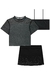Trio de Blusa Cropped em Tule Top e Shorts Saia em Alfaiataria Element Preto Lilimoon - comprar online