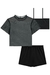 Trio de Blusa Cropped em Tule Top e Shorts Saia em Alfaiataria Element Preto Lilimoon - Moda Infantil I Baby, Kids e Teen I Pepe & Sofia