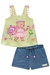 Conjunto de Bata em Malha Fresh Verde e Shorts em Jeans Liz com Elastano Kukiê - comprar online