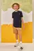 Conjunto de Camiseta em Meia Malha Preta e Bermuda em Cotton Jeans com Elastano Caramelo Luc.Boo