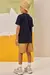 Conjunto de Camiseta em Meia Malha Preta e Bermuda em Cotton Jeans com Elastano Caramelo Luc.Boo - Moda Infantil I Baby, Kids e Teen I Pepe & Sofia