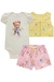 Trio de Body em Cotton Shorts em Molecotton Ursos e Colete em Sarja com Ônix Elastano e Pompom Amarelo Kukiê - comprar online