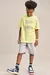 Conjunto Camiseta em Meia Malha One Verde Neon e Bermuda em Tecido Eco com Elastano Cinza Johnny Fox